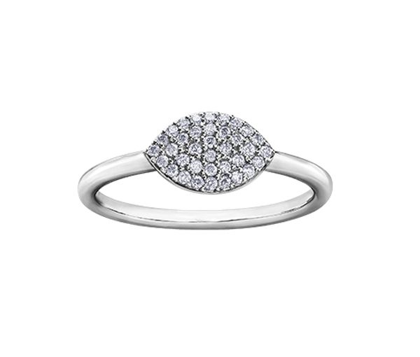 BAGUE EN OR 10K BLANC SERTIE DE DIAMANTS